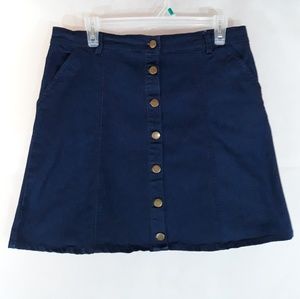 GB Blue Denim Button Front Mini Skirt